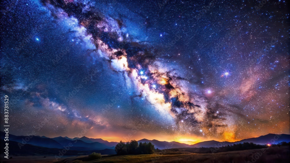 Deep space starry sky with milky way featuring a stunning astrophotography night landscape Deep space starry sky with milky way featuring a stunning astrophotography night landscape
