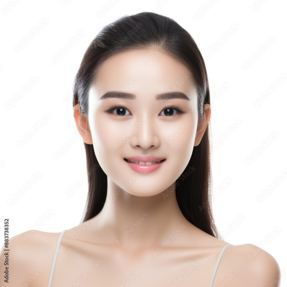 Fototapeta premium Portrait of cute japan women spa healthy skin, isolated on white background .generative ai