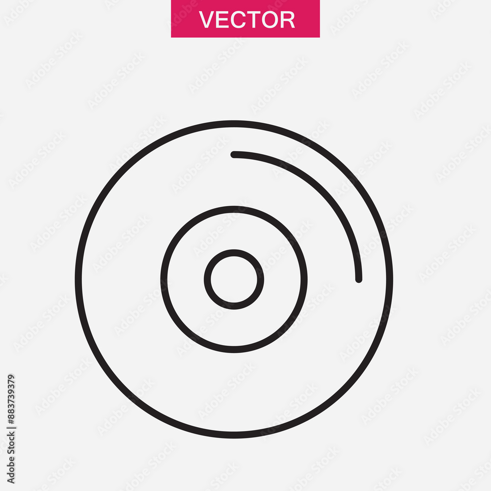 Compact disc icon.  CD, DVD disc outline vector trendy style illustration on white background..eps