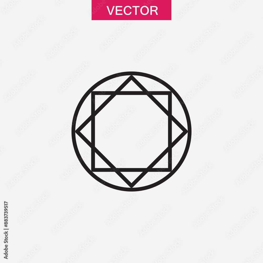 Diamond cut shape top view. simple flat linear illustration on white background..eps Diamond cut shape top view. simple flat linear illustration on white background..eps