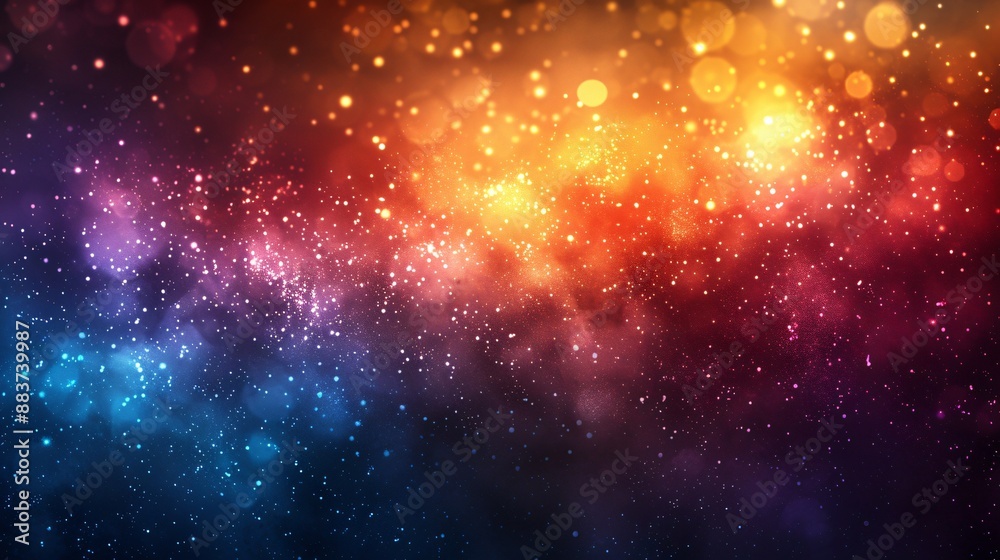 Naklejka premium Abstract Glowing Galaxy in Red, Orange, and Blue