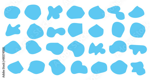 Blob shape organic set. Fluid green and blue  blob shape vector for abstract design. Irregular random minimal blob form. Abstract watery forms template. Organic blobs set icon on white background.