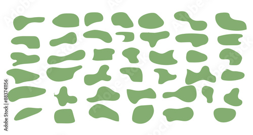 Blob shape organic set. Fluid green and blue  blob shape vector for abstract design. Irregular random minimal blob form. Abstract watery forms template. Organic blobs set icon on white background.