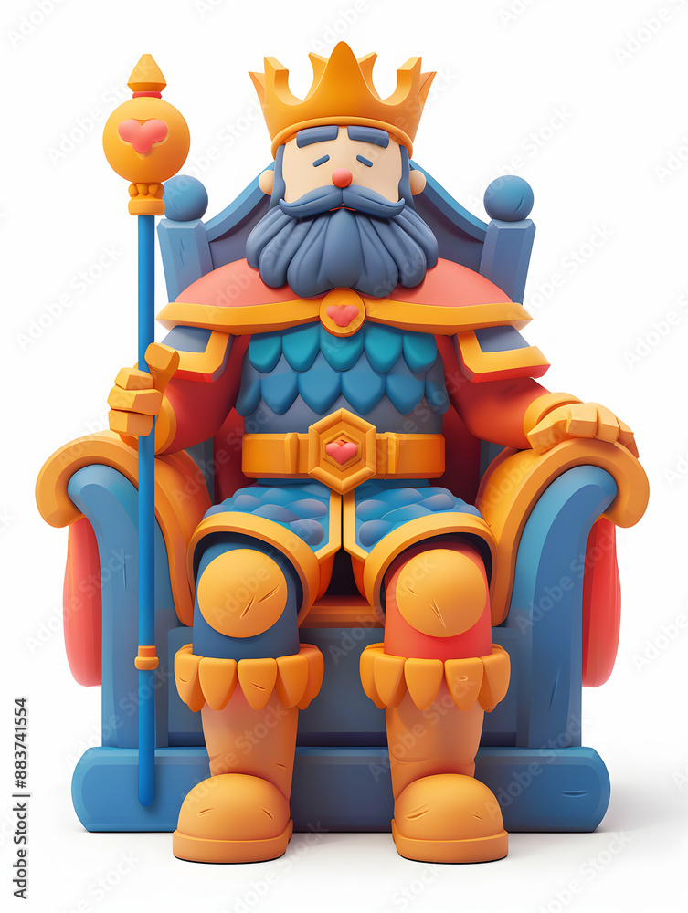 3D Flat Icon Overlord with Scepter and Throne for Designing Absolute Control Concept 3D Flat Icon Overlord with Scepter and Throne for Designing Absolute Control Concept