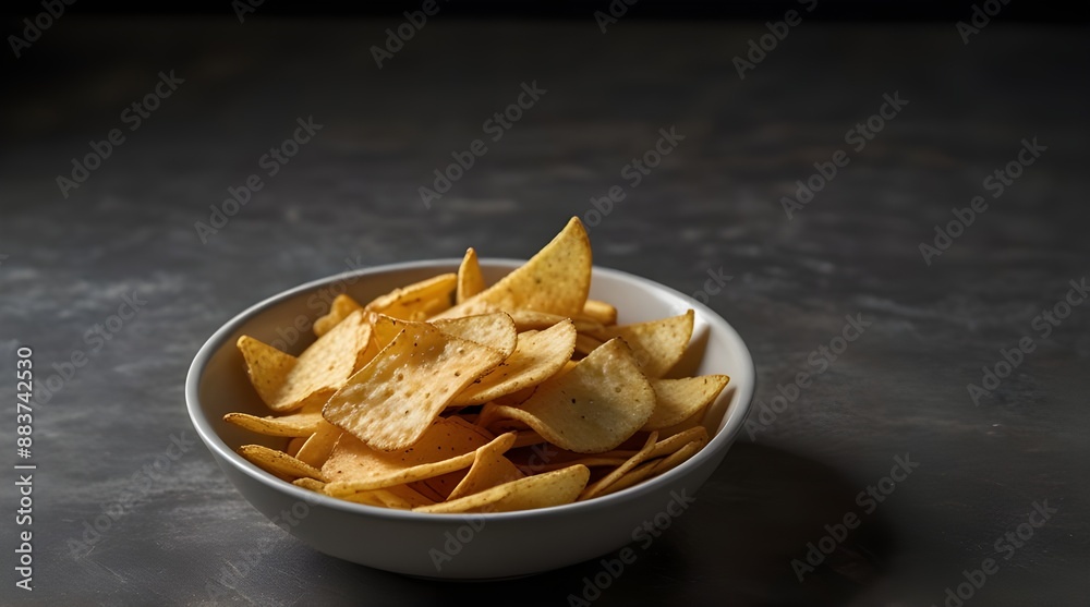A dish of crisps on a plain surface.generative.ai A dish of crisps on a plain surface.generative.ai