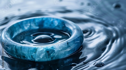 Blue jade bangle isolated on the water drop