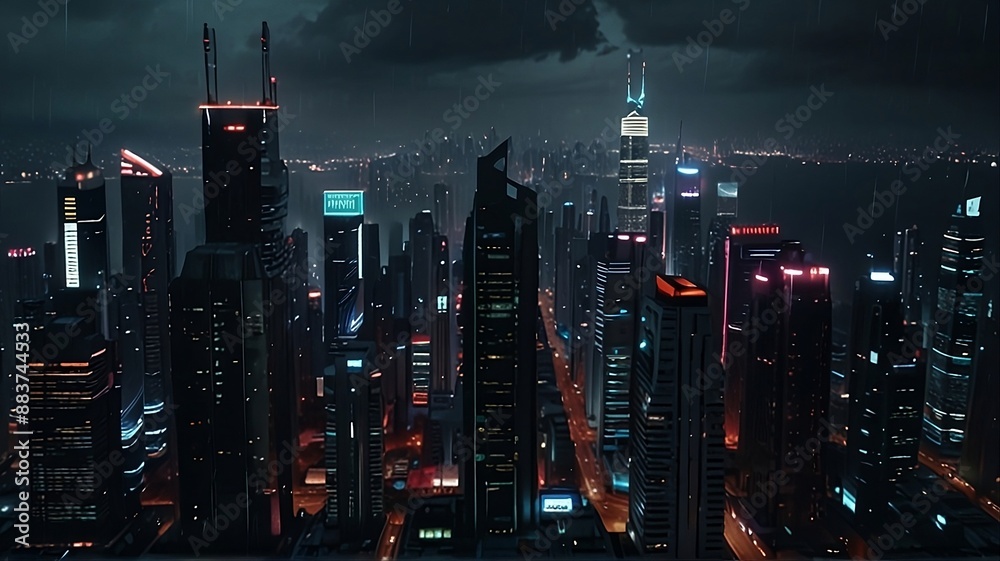 city skyline at Night View of Skyscrapers from Drone short city skyline at Night View of Skyscrapers from Drone short