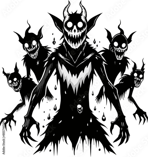 Creepy Monsters With Horns in Dark Fantasy Artwork