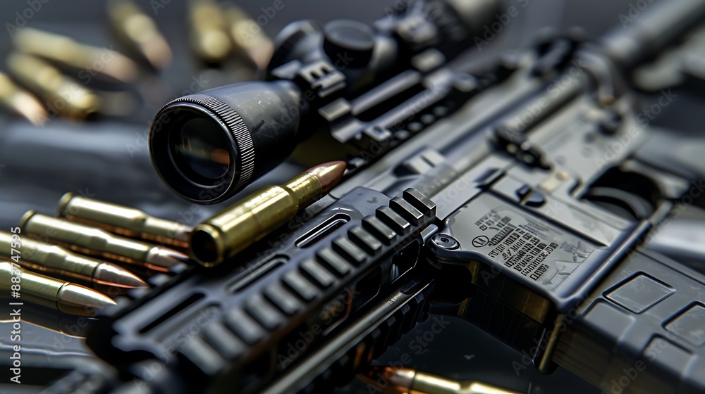 Bullets and a rifle military weapons very detailed and realistic shape Bullets and a rifle military weapons very detailed and realistic shape