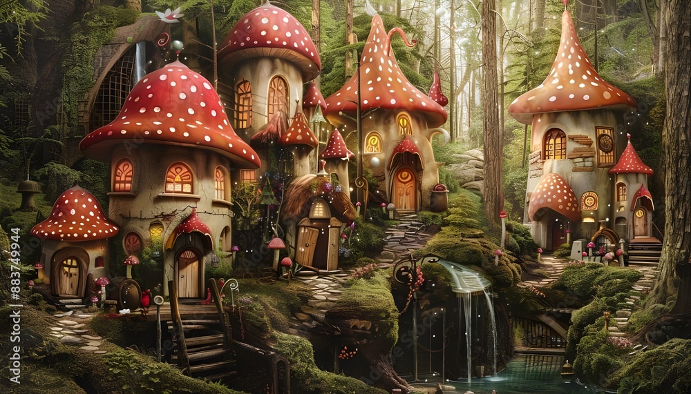 Obraz premium fairy village nestled in a forest