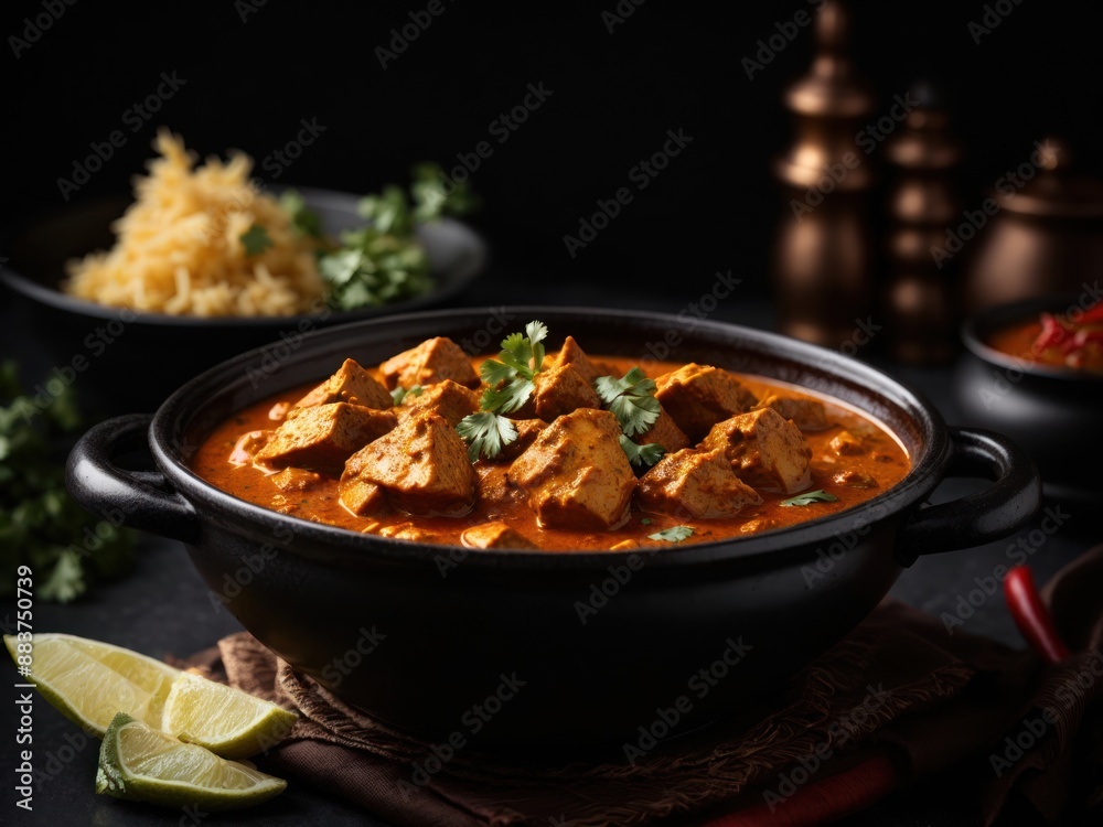 Chicken Madras Curry in black bowl