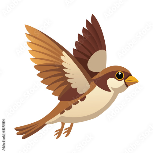 Illustration of Sparrow flying Isolated 