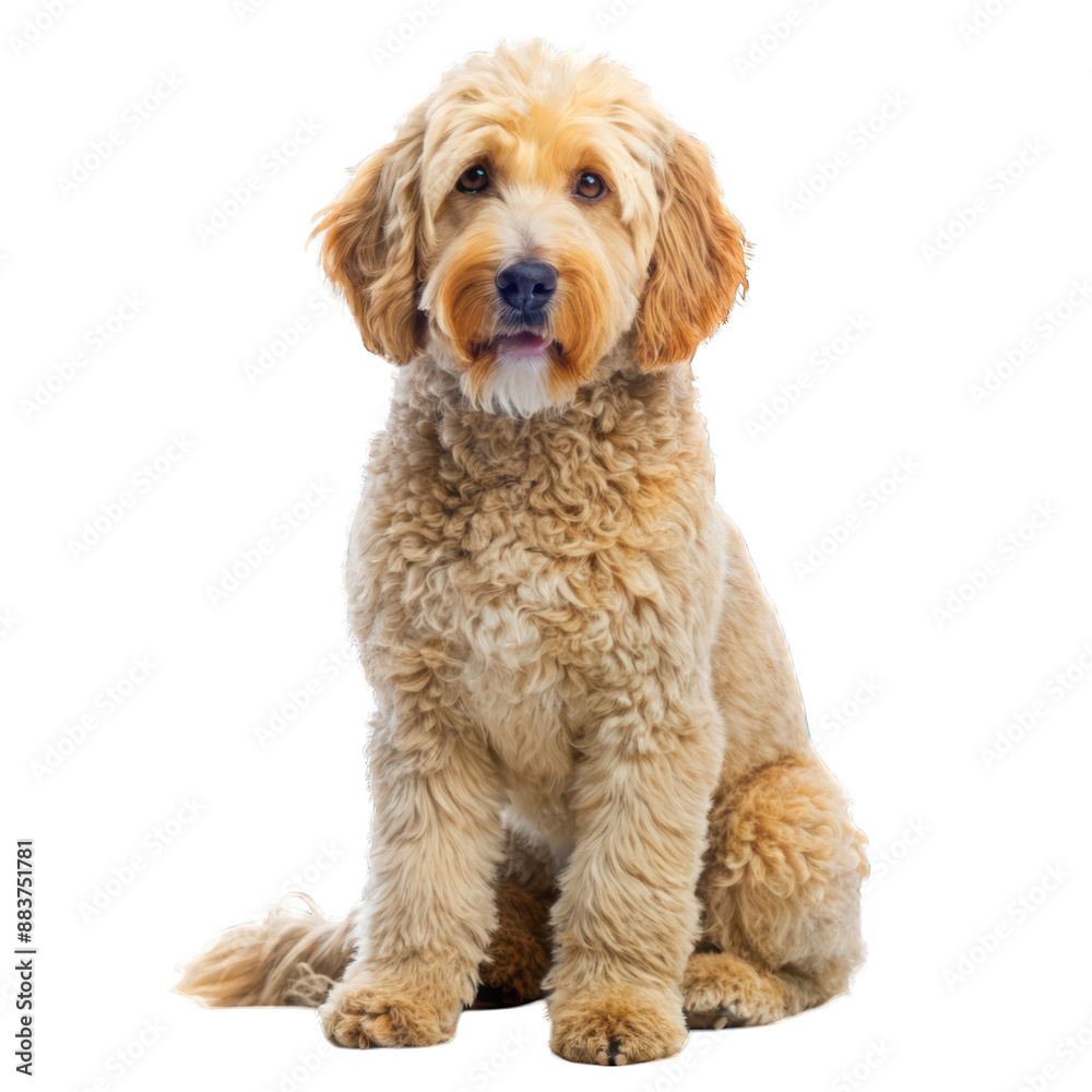Sitting labradoodle dog isolated on transparent background Sitting labradoodle dog isolated on transparent background