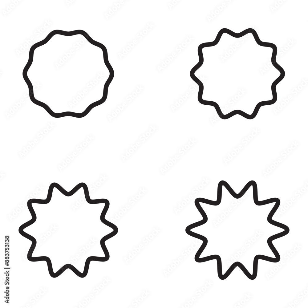 Starburst outline set of 4. Vector illustration. Starburst outline set of 4. Vector illustration.