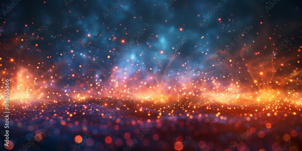 Naklejka premium 夜空に輝く花火の背景イラスト