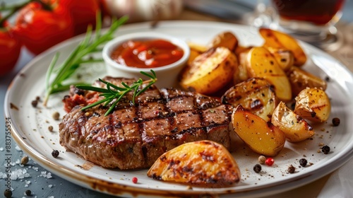 grilled steak with vegetables