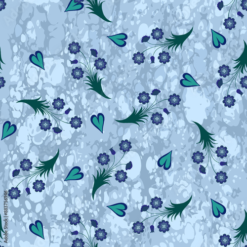 Gray And Blue Combinations Looks So Perfect On This Seamless Allover Pattern For Summer Fabric Prints