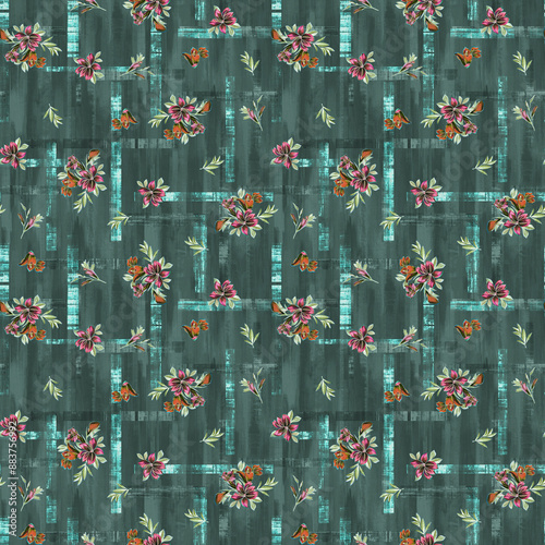 Cute Mini Flower Bouquet Set On Dusty Textured Background