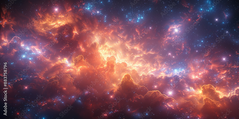 Fototapeta premium 夜空に輝く花火の背景イラスト