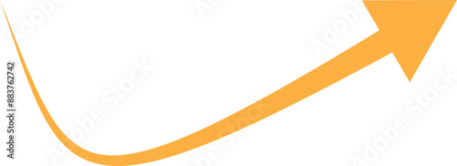 Long arrows icon. Long curved hand drawn yellow arrow isolated. Flat style illustration of going up yellow arrow icon isolated with background.