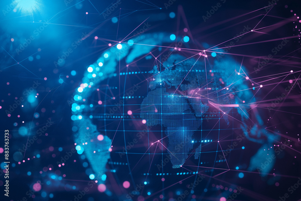 illustration of technology globe and world map,AI generative illustration illustration of technology globe and world map,AI generative illustration