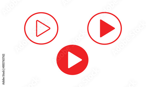 red play Icon set. Play button vector icon collections.
