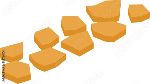 Set of golden nuggets is forming a path leading to wealth and prosperity