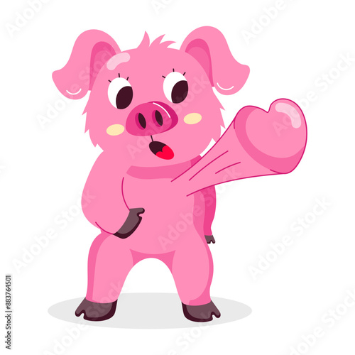 Cute flat sticker of a lovely pig 

