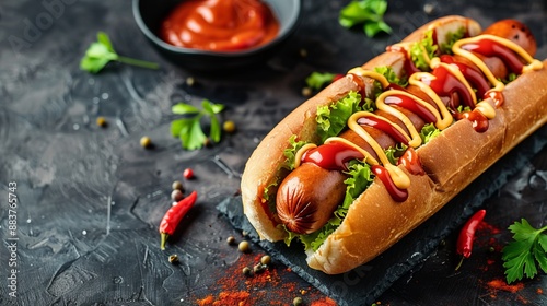 Obraz na płótnie hotdog with copy space w salonie
