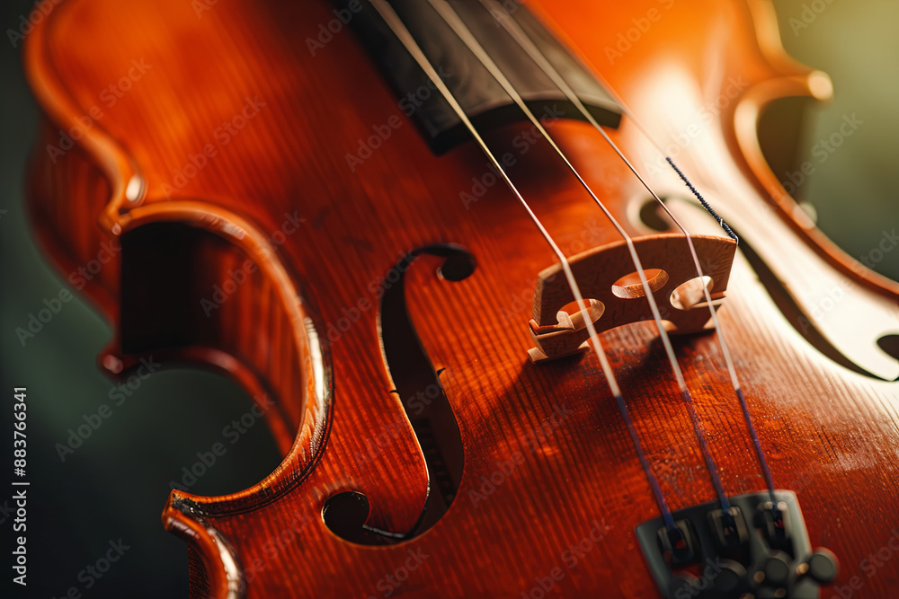 Classical music theme with a close-up of violin strings Classical music theme with a close-up of violin strings