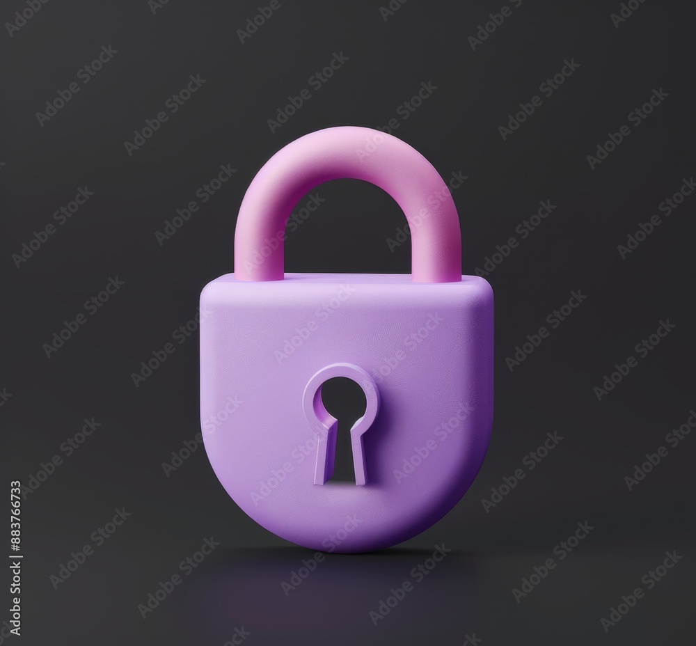 3D render purple closed lock icon design on a black background. Security, privacy, and safety concept illustration. 3D render purple closed lock icon design on a black background. Security, privacy, and safety concept illustration.