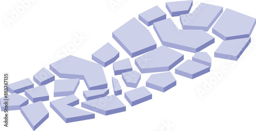 Abstract illustration of a surface breaking apart into many different pieces, representing concepts of destruction, fragmentation, and instability