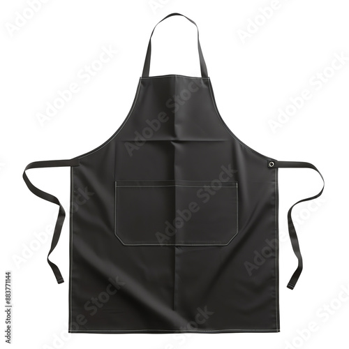 Black kitchen apron with front pocket and adjustable straps, perfect for cooking, baking, and barbecue. Durable and easy to clean.