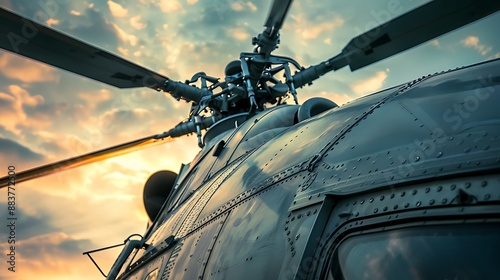 Close up of a military helicopter rotor blade detail photo