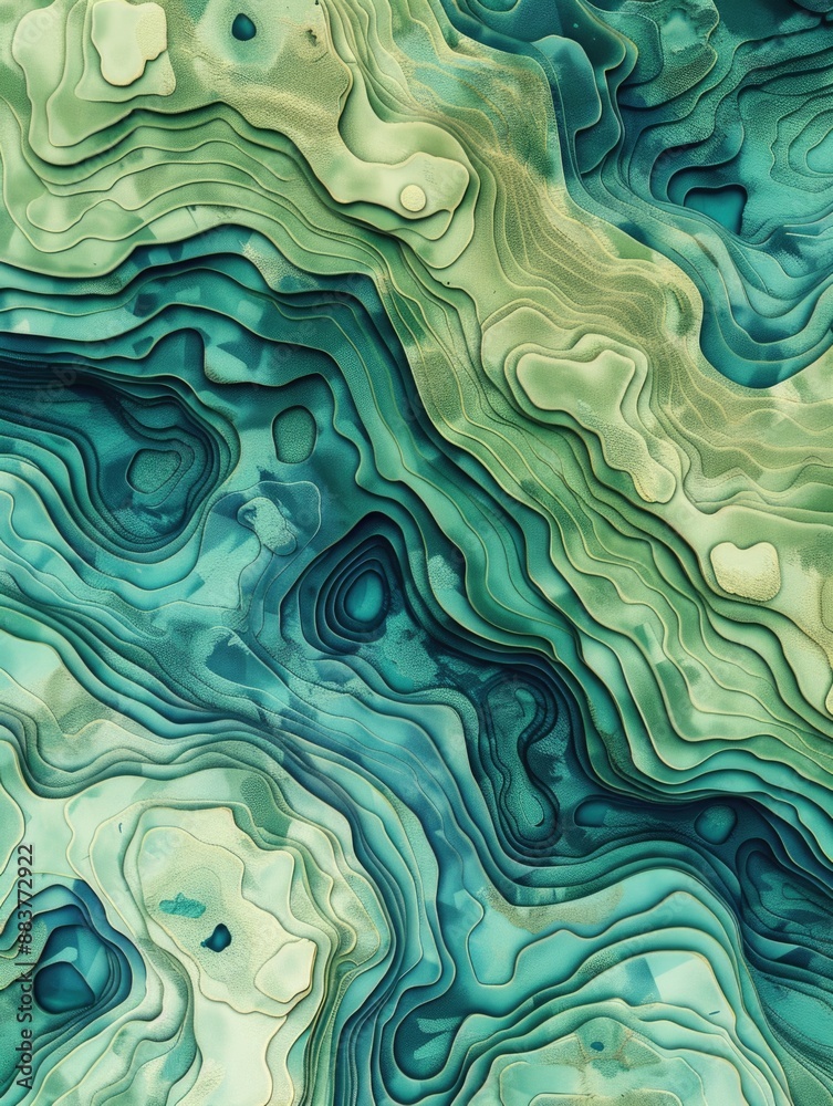 Green and Blue Abstract Painting Close Up