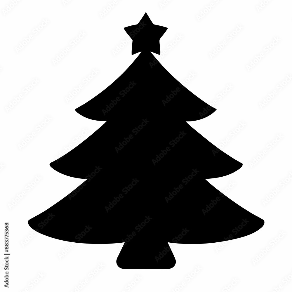 Obraz premium Christmas tree Vector Illustration, tree Vector Art, Christmas tree Silhouette, christmas tree isolated on white cartoon Character icon 
