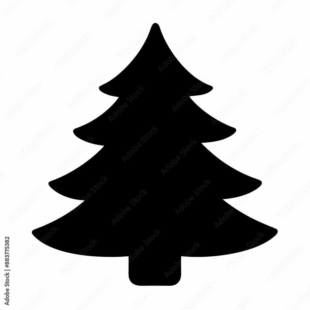 Obraz premium Christmas tree Vector Illustration, tree Vector Art, Christmas tree Silhouette, christmas tree isolated on white cartoon Character icon 