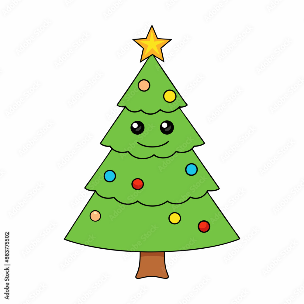 Christmas tree Vector Illustration, tree Vector Art, Christmas tree Silhouette, christmas tree isolated on white cartoon Character icon Christmas tree Vector Illustration, tree Vector Art, Christmas tree Silhouette, christmas tree isolated on white cartoon Character icon