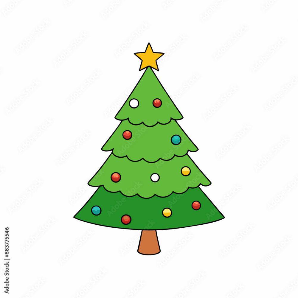 Christmas tree Vector Illustration, tree Vector Art, Christmas tree Silhouette, christmas tree isolated on white cartoon Character icon Christmas tree Vector Illustration, tree Vector Art, Christmas tree Silhouette, christmas tree isolated on white cartoon Character icon