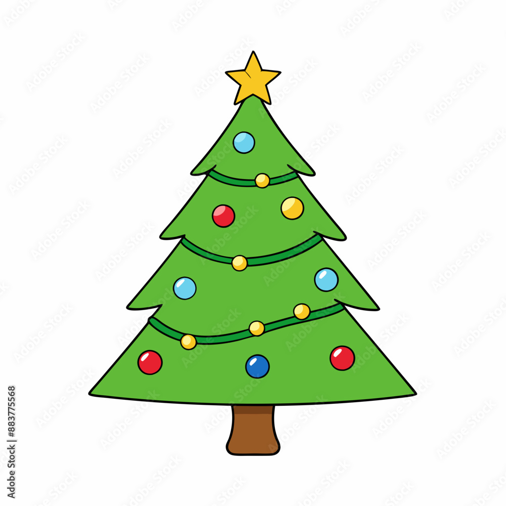 Christmas tree Vector Illustration, tree Vector Art, Christmas tree Silhouette, christmas tree isolated on white cartoon Character icon Christmas tree Vector Illustration, tree Vector Art, Christmas tree Silhouette, christmas tree isolated on white cartoon Character icon