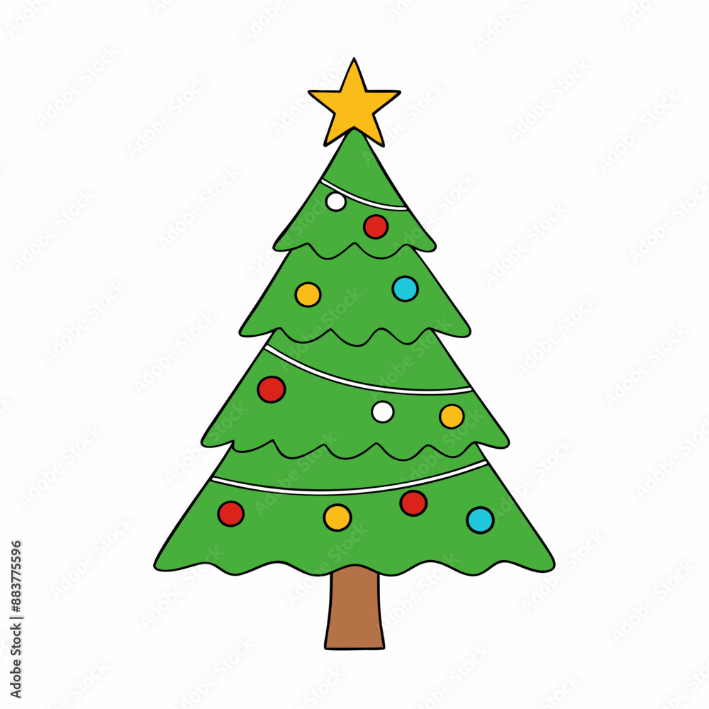 Christmas tree Vector Illustration, tree Vector Art, Christmas tree Silhouette, christmas tree isolated on white cartoon Character icon Christmas tree Vector Illustration, tree Vector Art, Christmas tree Silhouette, christmas tree isolated on white cartoon Character icon