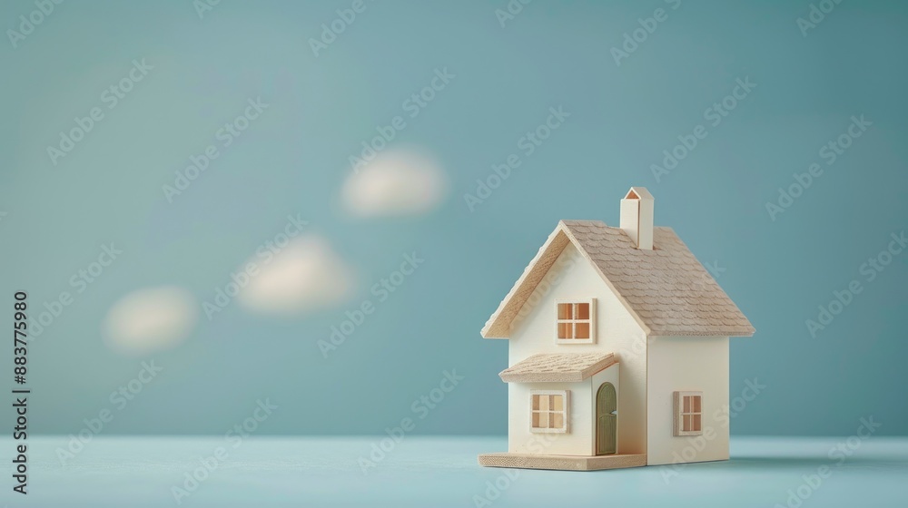 custom made wallpaper toronto digitalA small white house is sitting on a blue background with clouds in the sky