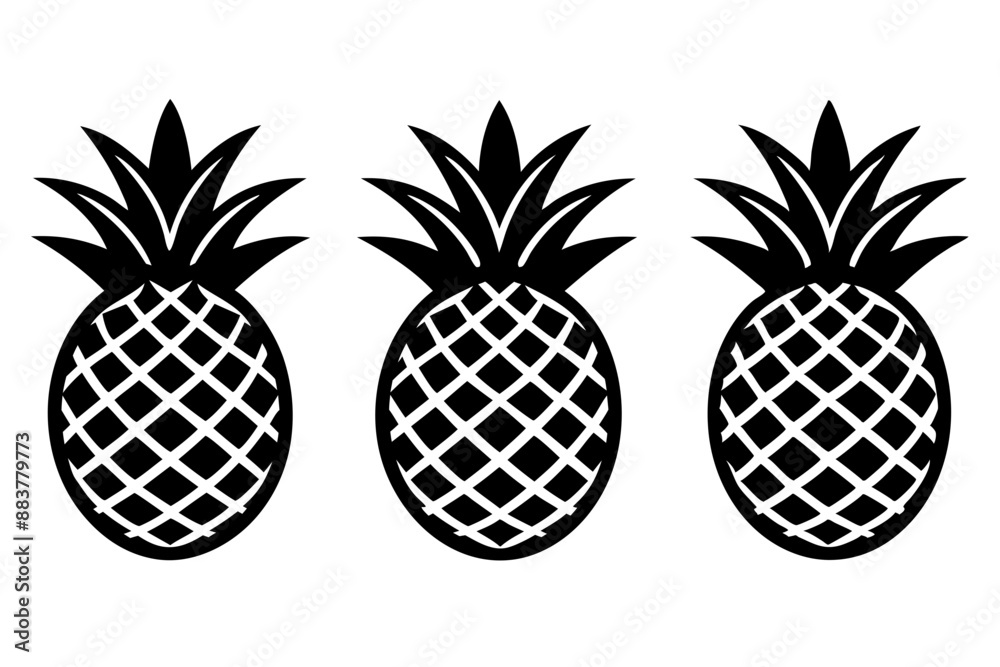 Obraz premium Pineapple Tropical Fruit Vector Illustration. Pineapple with leaf icon