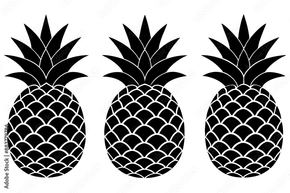 Obraz premium Pineapple Tropical Fruit Vector Illustration. Pineapple with leaf icon 