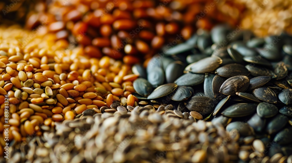 Obraz premium A close up of seeds and grains.