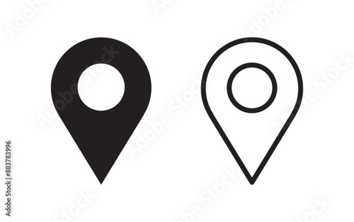 Set of map pin location icons. Location pin icon flat vector illustration design, Map marker line icon set. gps position pin sign.