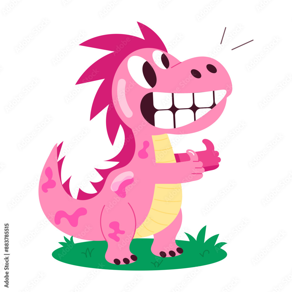 Fototapeta premium A flat style sticker of scared dinosaur