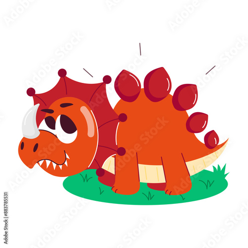 Cartoon style sticker of baby stegosaurus

