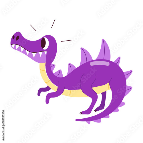 Fototapeta Naklejka Na Ścianę i Meble -  A cartoon style sticker of walking dinosaur

