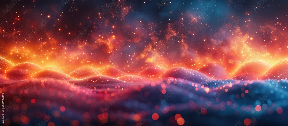 Obraz premium Abstract Cosmic Landscape with Glowing Lights